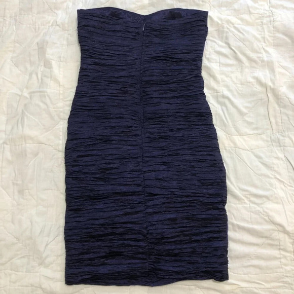 Daisy Strapless Bodycon Mini Purple Dress XS Shantung Formal - Picture 4 of 7